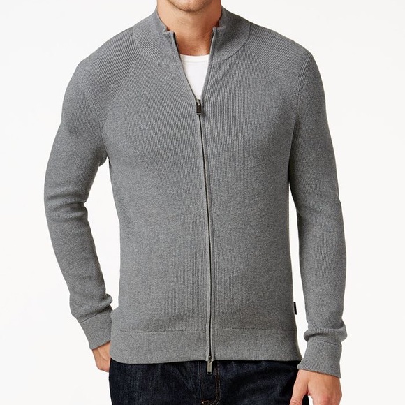 Michael Kors Full Zip Mens Knit Sweater 
